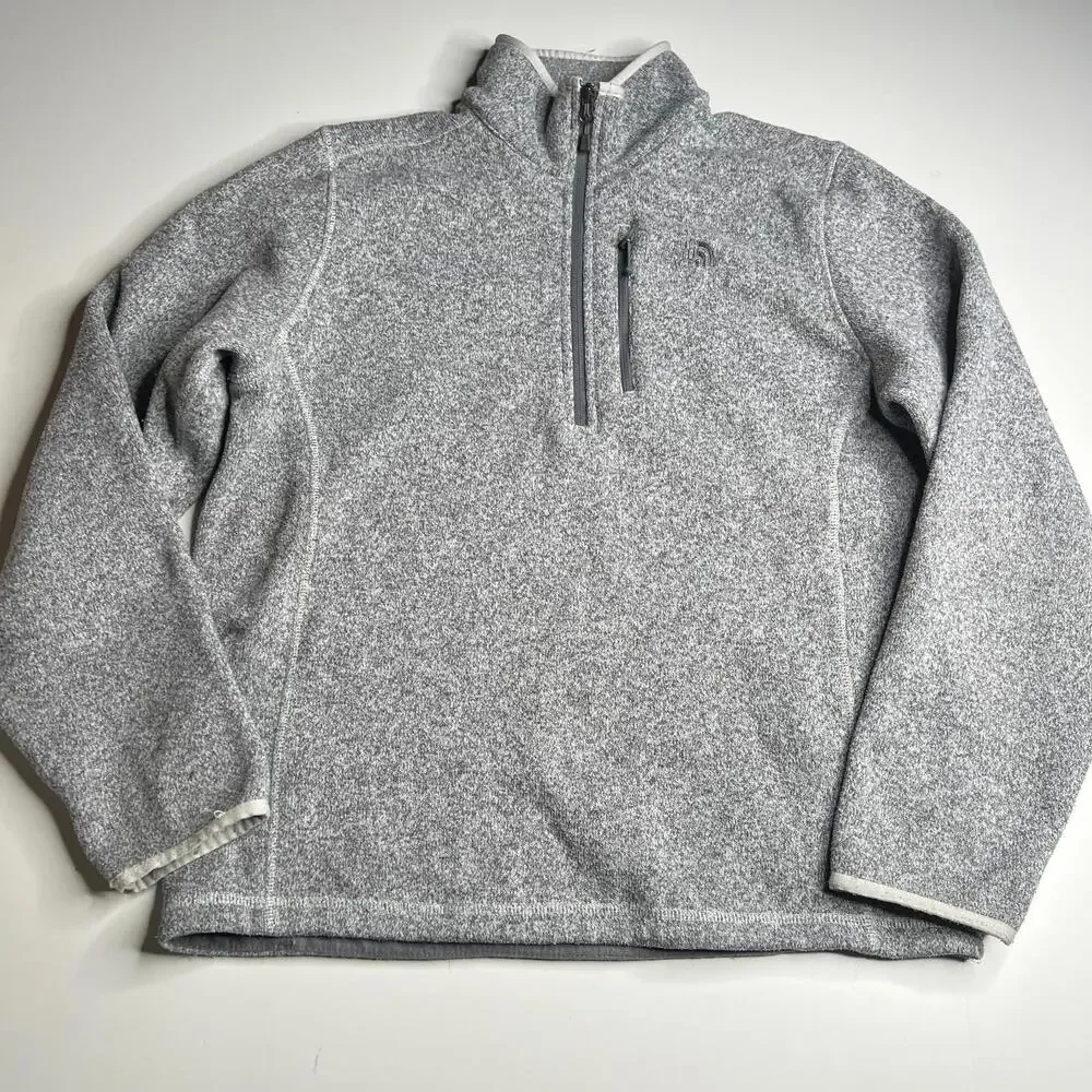 The North Face Mens Fleece Pullover Quarter Zip Gray M Medium‎ Outdoor Jacket